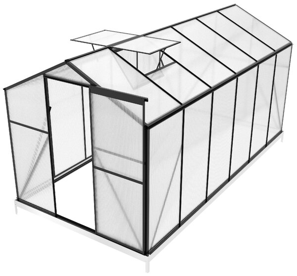 Skleník so základňou BestBerg BBGH‑1206B / 7,05 m² / 371 × 190 × 194 cm / čierna