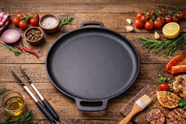 Liatinová grilovacia panvica BestBerg BBBQ-10GP / Ø 34,5 cm / antracitová