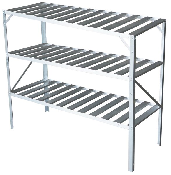 Záhradný regál do skleníka BestBerg BB-GSB3 / 3 police / 126 x 50 x 113 cm / strieborná