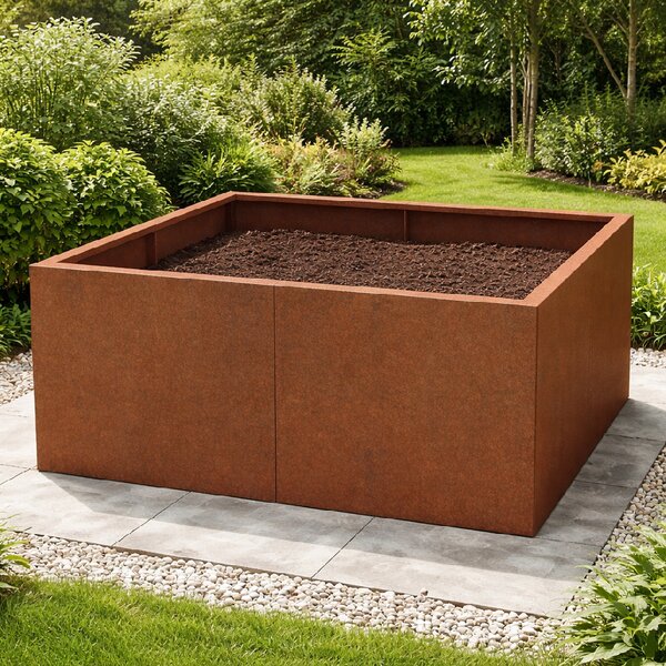 Vyvýšený cortenový záhradný záhon BestBerg BBGR-430CT / 430 l / 100 x 100 x 43 cm / corten