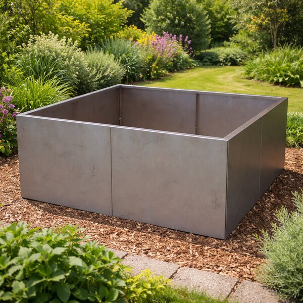 Vyvýšený cortenový záhradný záhon BestBerg BBGR-430CT / 430 l / 100 x 100 x 43 cm / corten