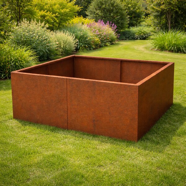 Vyvýšený cortenový záhradný záhon BestBerg BBGR-430CT / 430 l / 100 x 100 x 43 cm / corten