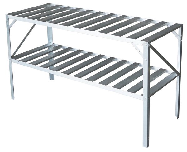 Záhradný regál do skleníka BestBerg BB-GSB2 / 2 police / 126 x 50 x 75 cm / strieborná