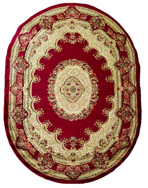 Oválny koberec Adora 5547 RED – červená farba, vzorovaný Rozmer: 200x290 cm