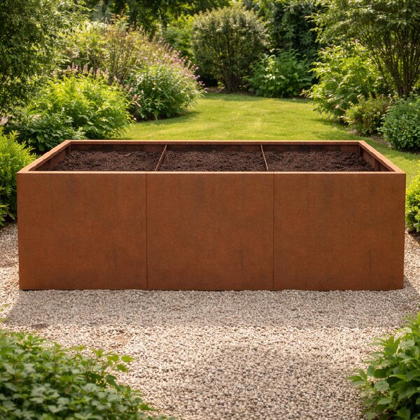 Vyvýšený cortenový záhradný záhon BestBerg BBGR-640CT / 640 l / 150 x 100 x 43 cm / corten