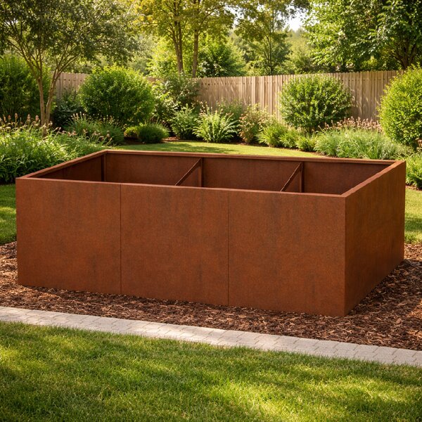 Vyvýšený cortenový záhradný záhon BestBerg BBGR-640CT / 640 l / 150 x 100 x 43 cm / corten