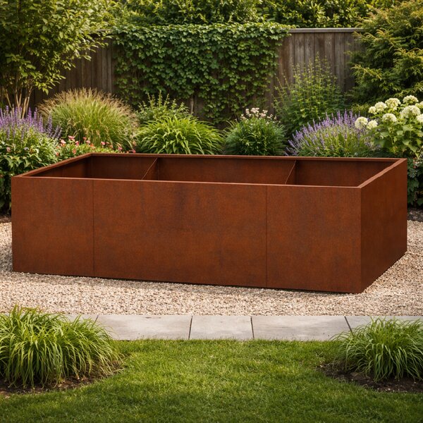 Vyvýšený cortenový záhradný záhon BestBerg BBGR-860CT / 860 l / 200 x 100 x 43 cm / corten