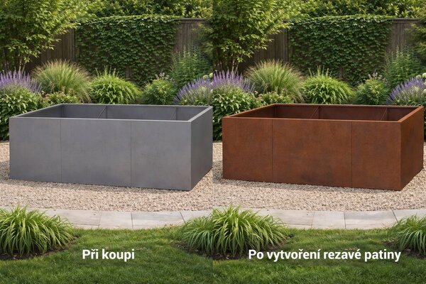 Vyvýšený cortenový záhradný záhon BestBerg BBGR-860CT / 860 l / 200 x 100 x 43 cm / corten
