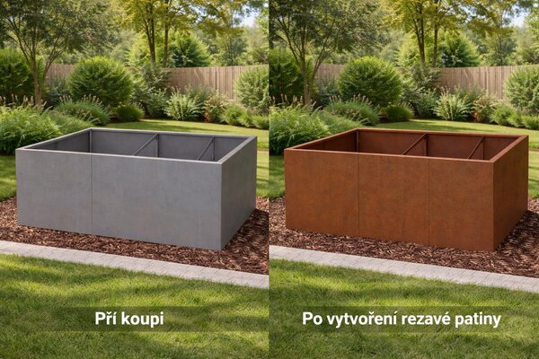 Vyvýšený cortenový záhradný záhon BestBerg BBGR-640CT / 640 l / 150 x 100 x 43 cm / corten