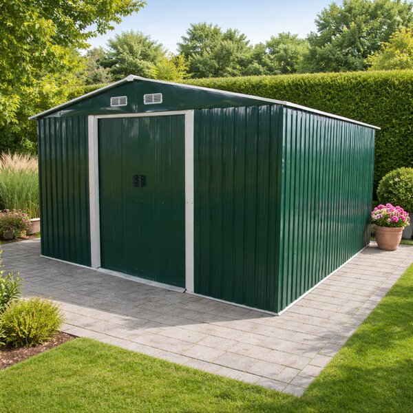 Záhradný domček BestBerg BBSH-1113GR / 13,3 m² / 342,5 x 389 x 202 cm / zelená
