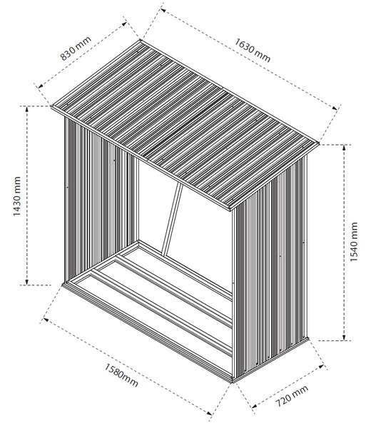 Záhradný drevník BestBerg BBSH-F001G / 1,35 m² / 163 x 83 x 154 cm / sivá