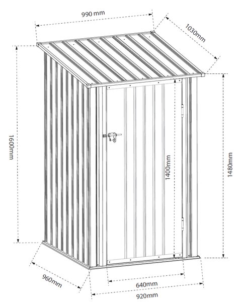 Záhradný domček BestBerg BBSH-001G / 0,93 m² / 90 x 160 x 103 cm / sivá