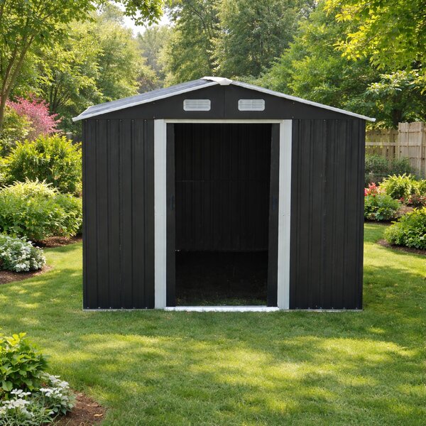 Záhradný domček BestBerg BBSH-1113A / 13,3 m² / 342,5 x 389 x 202 cm / antracitová/biela