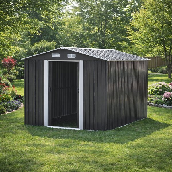 Záhradný domček BestBerg BBSH-1113A / 13,3 m² / 342,5 x 389 x 202 cm / antracitová/biela