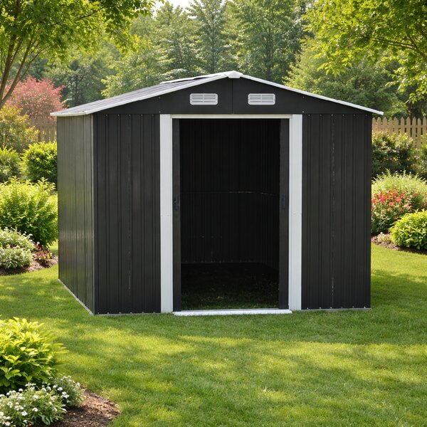 Záhradný domček BestBerg BBSH-1113A / 13,3 m² / 342,5 x 389 x 202 cm / antracitová/biela