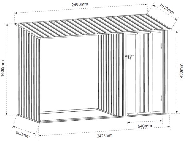Záhradný domček BestBerg BBSH-002A / 2,6 m² / 249 x 160 x 103 cm / antracitová/biela