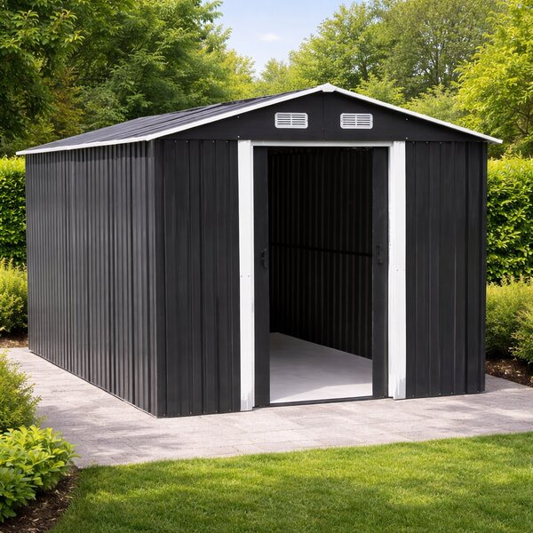 Záhradný domček BestBerg BBSH-1208A / 10,1 m² / 389 x 260 x 202 cm / antracitová/biela