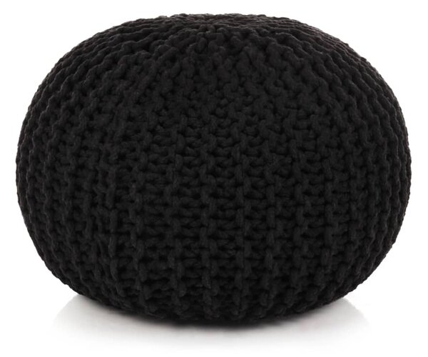 Ručne pletená bavlnená taburetka, 50x35 cm, čierna