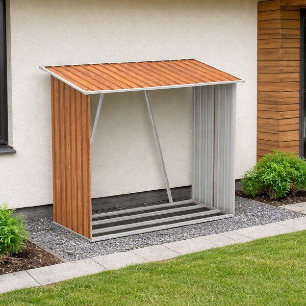Záhradný drevník BestBerg BBSH-F002W / 1,8 m² / 217 x 83 x 154 cm / dekor dreva/hnedá