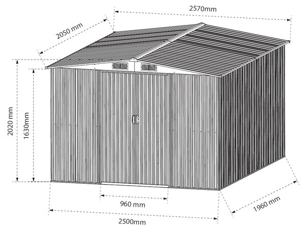 Záhradný domček BestBerg BBSH-608A / 5,3 m² / 205 x 257 x 202 cm / antracitová/biela