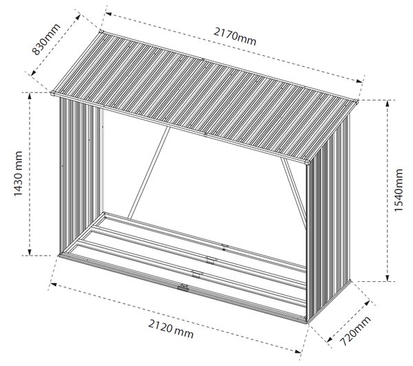Záhradný drevník BestBerg BBSH-F002G / 1,8 m² / 217 x 83 x 154 cm / sivá