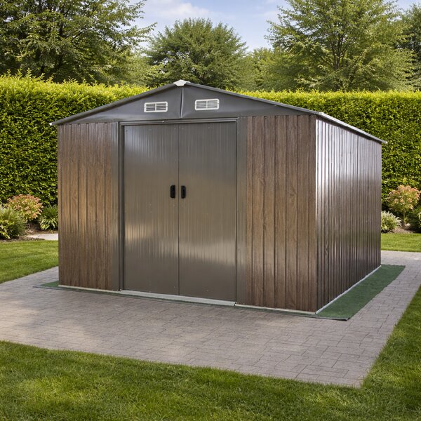 Záhradný domček BestBerg BBSH-1208WT / 10,1 m² / 389 x 260 x 202 cm / dekor tmavé drevo/taupe