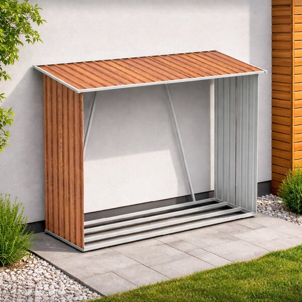 Záhradný drevník BestBerg BBSH-F001W / 1,35 m² / 163 x 83 x 154 cm / dekor dreva/hnedá
