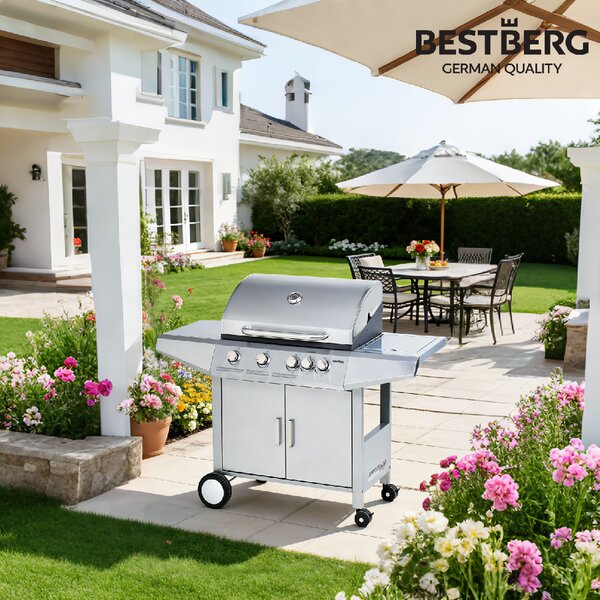 Plynový gril BestBerg BBBQ-24ST / 5 horákov / 15,75 kW / strieborná