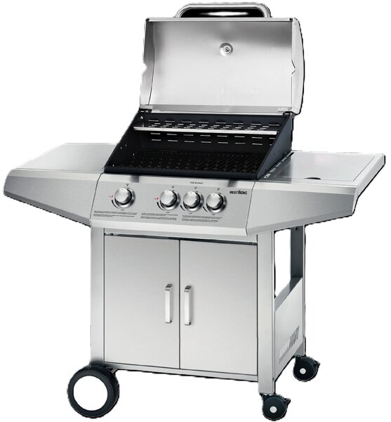 Plynový gril BestBerg BBBQ-23ST / 4 horáky / 12,6 kW / strieborná