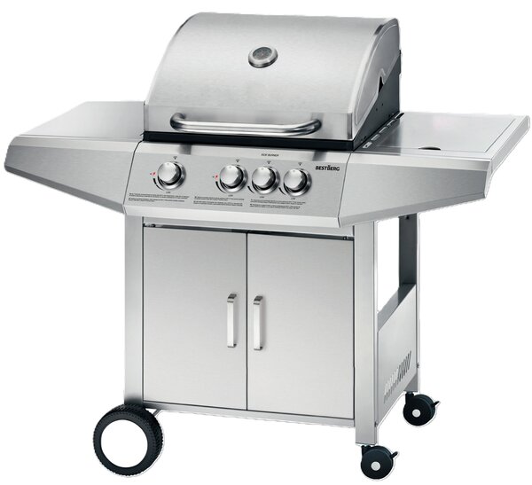 Plynový gril BestBerg BBBQ-23ST / 4 horáky / 12,6 kW / strieborná