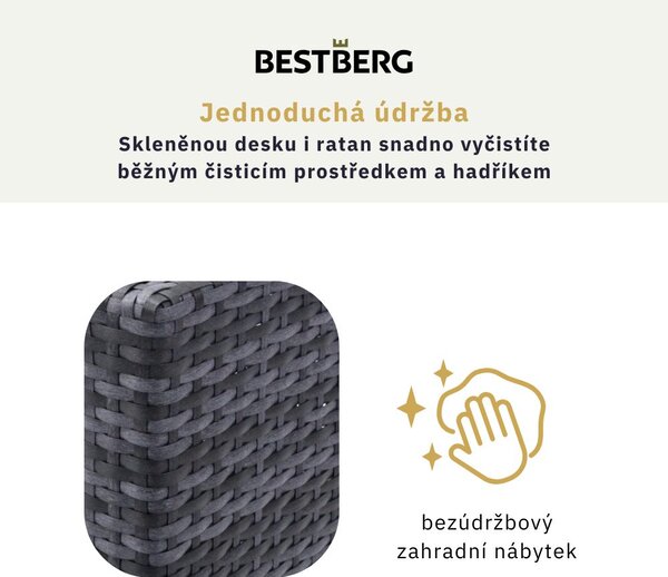 4dielna záhradná ratanová rohová súprava BestBerg BBRF-1092B / čierna/sivá