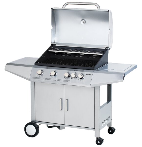 Plynový gril BestBerg BBBQ-24ST / 5 horákov / 15,75 kW / strieborná