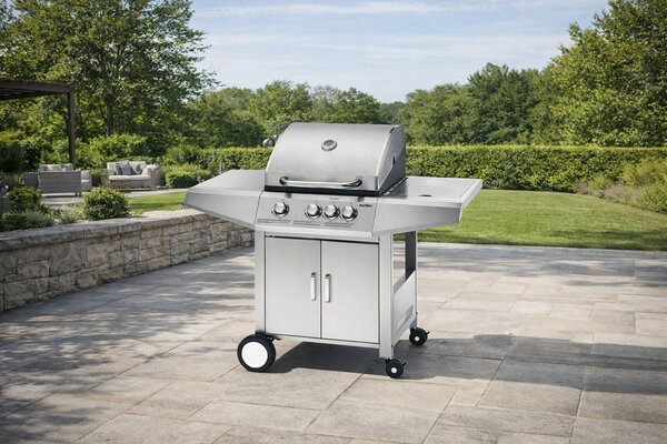 Plynový gril BestBerg BBBQ-23ST / 4 horáky / 12,6 kW / strieborná