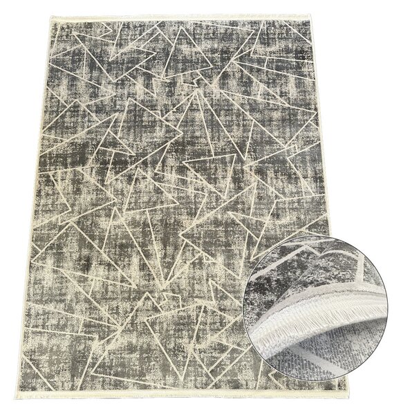 Koberec Creante 55064 GREY – sivý obdĺžnik s geometrickým vzorom Rozmer: 80x150 cm