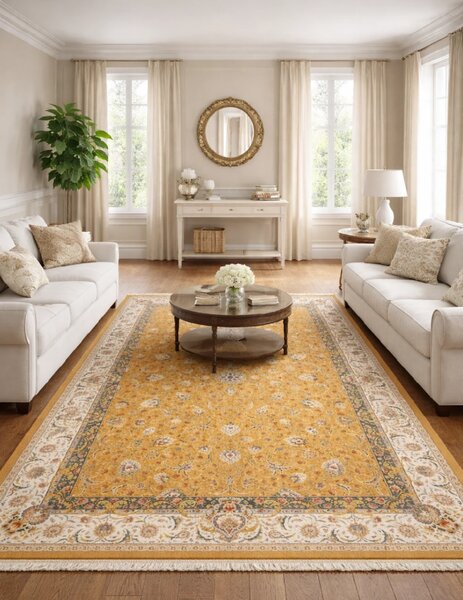 Koberec Sultan 1200 Gold – žltý obdĺžnik s orientálnym vzorom Rozmer: 150x225 cm