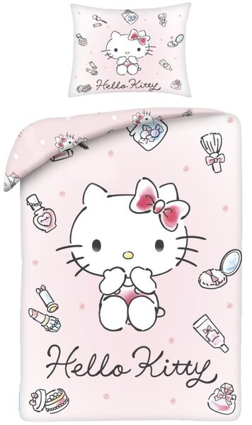 Posteľné obliečky z mikrovlákna Hello Kitty – motív Beauty Time - 70x90 cm + 140x200 cm