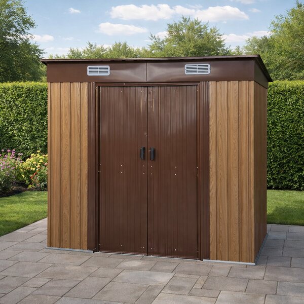 Záhradný domček BestBerg BBSH-407W / 2,8 m² / 130 × 213 × 191 cm / dekor dreva/hnedá
