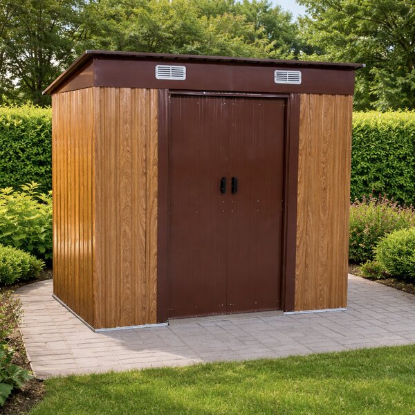 Záhradný domček BestBerg BBSH-407W / 2,8 m² / 130 × 213 × 191 cm / dekor dreva/hnedá