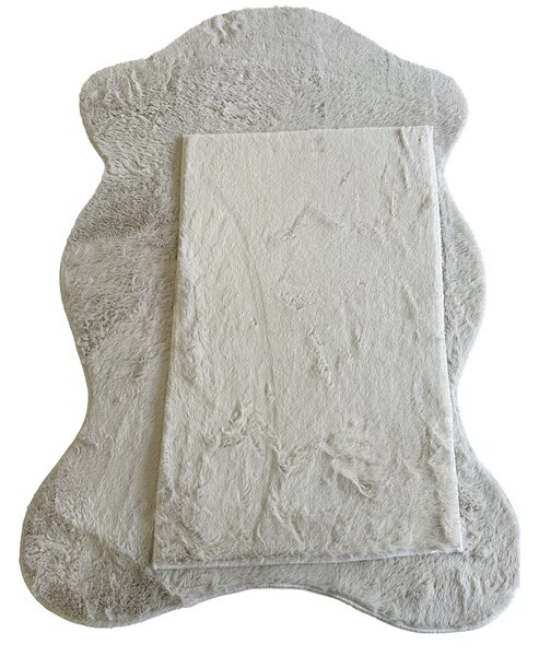 Puffy 060 White – biely obdĺžnikový koberec z Polyester Fur Rozmer: 40x60 cm