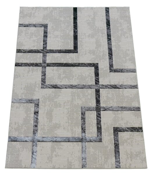 Koberec Esprit 3609 GREY – sivý s geometrickým vzorom Rozmer: 60x100 cm