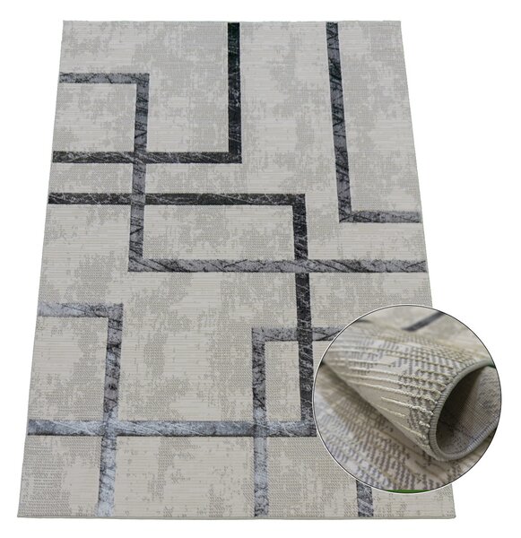Koberec Esprit 3609 GREY – sivý s geometrickým vzorom Rozmer: 60x100 cm