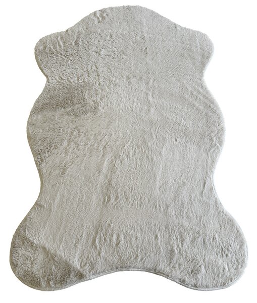 Puffy 060 White – biely obdĺžnikový koberec z Polyester Fur Rozmer: 40x60 cm