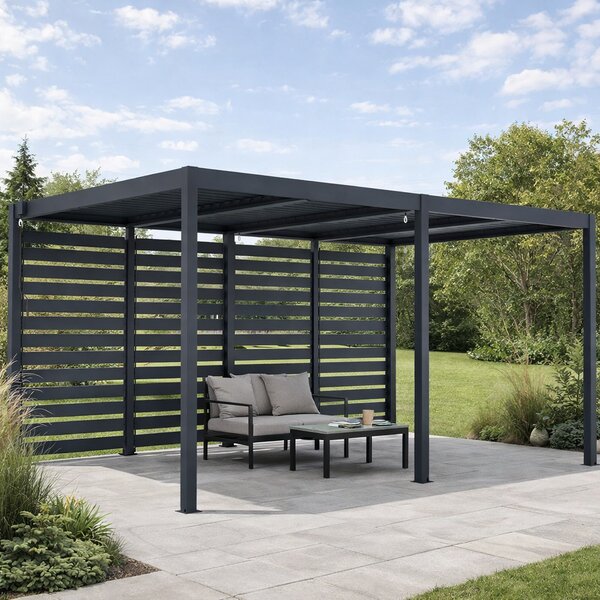Bočná zástena pre bioklimatickú pergolu BestBerg BBP-E1CG / 238 × 218 cm / sivá