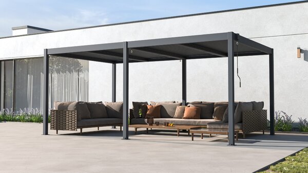 Hliníková bioklimatická pergola s lamelami BestBerg BBP-15G / 509 × 304 × 218 cm / sivá