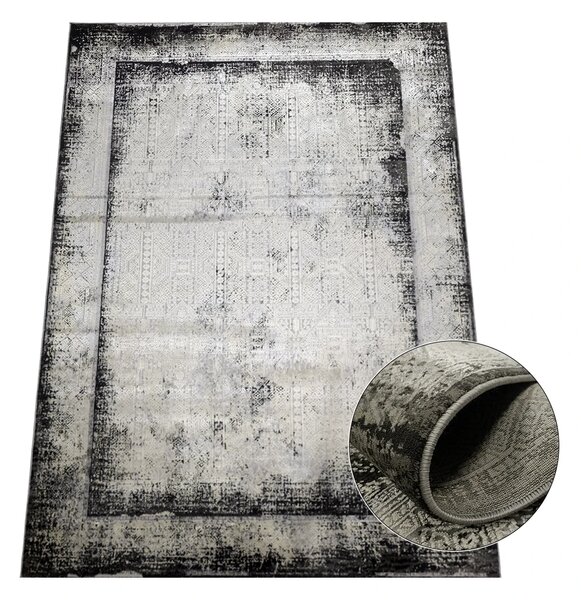 Koberec Deluxe 9090 GREY – sivý obdĺžnikový s vintage vzorom Rozmer: 60x100 cm