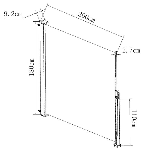 Zaťahovacia markíza/bočná zástena BestBerg BBSU-S300C / 180 × 300 cm / čierna/krémová