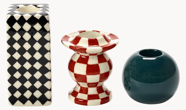 Ručne dokončené kameninové svietniky Les Objets Mouleversants, 3 ks