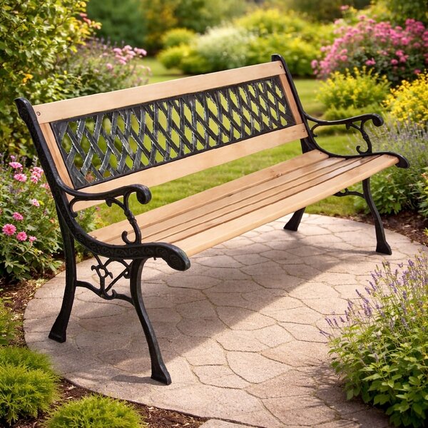 Záhradná lavička BestBerg BBGF-236 / 126 × 53 × 74 cm / drevo/čierna