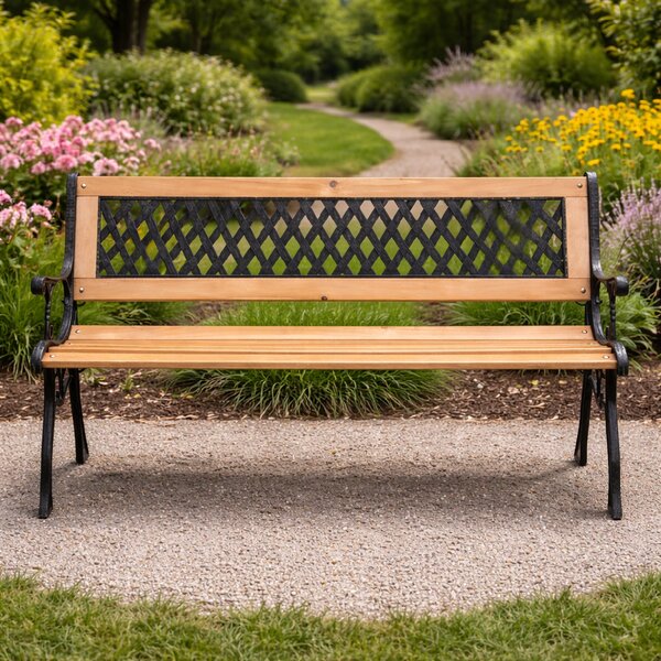 Záhradná lavička BestBerg BBGF-236 / 126 × 53 × 74 cm / drevo/čierna