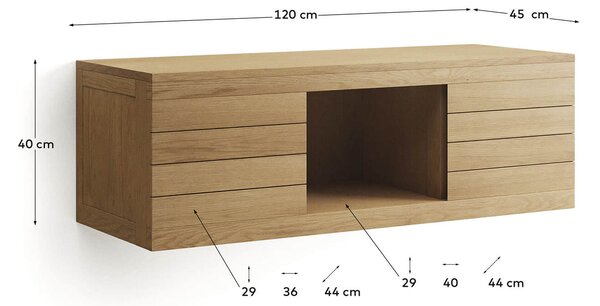 MUZZA Skrinka pod umývadlo tinye 120 x 45 cm prírodná